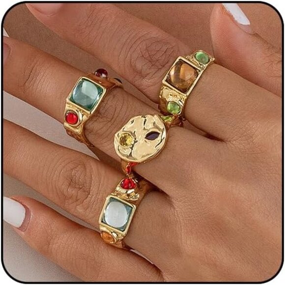 Jewelry - Chunky Rings for Women Adjustable Stackable Rings for Women Thick Ring Trendy St